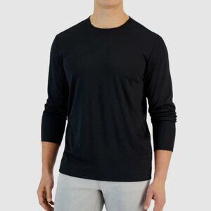 Alfani Alfatech Long Sleeve Crewneck T-Shirt Deep Black-2XL